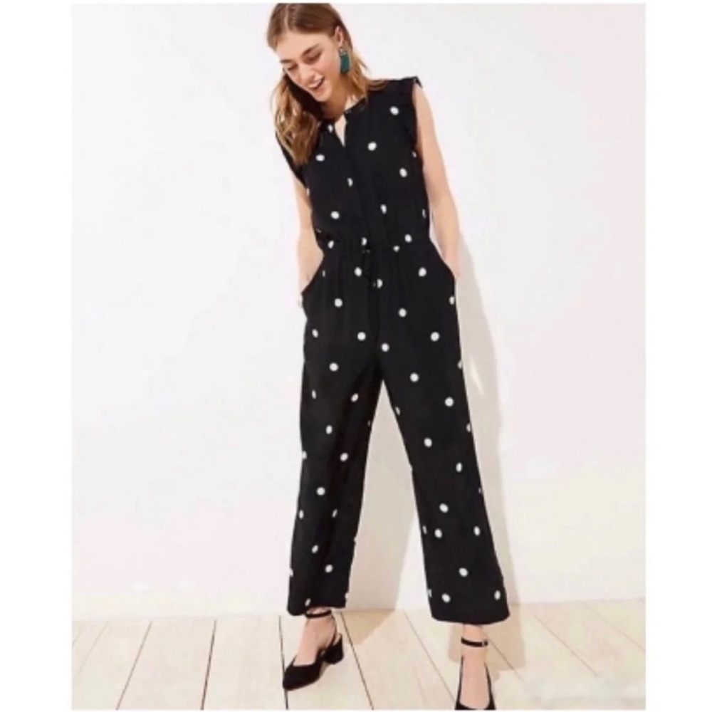 Loft Dotted Flutter Drawstring Jumpsuit - image 1